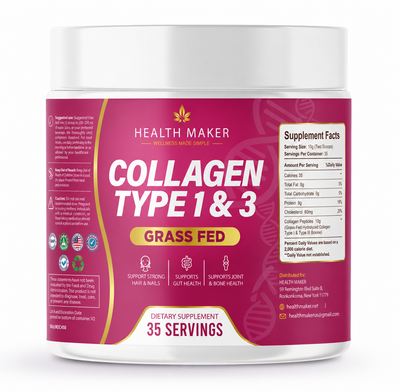 Health Maker Collagen Type 1 and 3 supplement facts and label detail