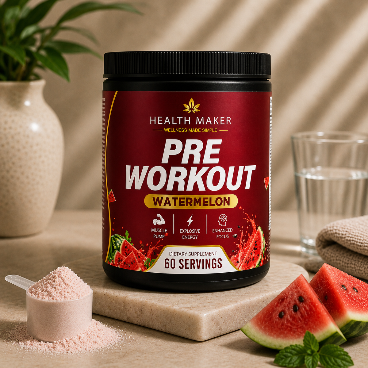 Pre-Workout Watermelon — Energy & Focus | 60 Servings